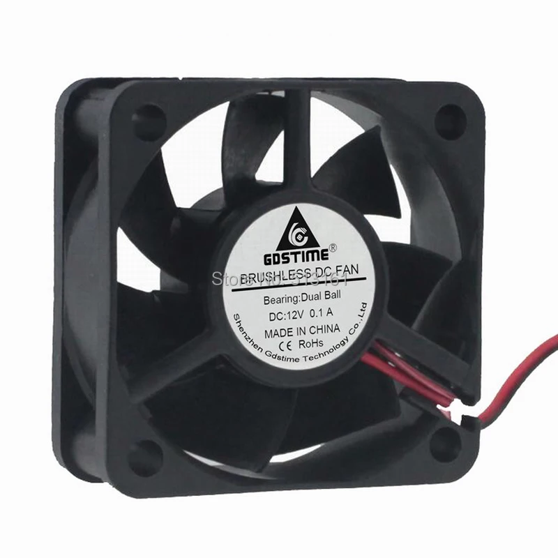 2 шт. Gdstime 50 мм DC 12 В 2Pin 5020 50x50x20 шарикоподшипник мини кулер охлаждающий