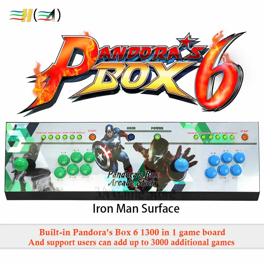 Pandora's box 6 1300 в 1 аркадная игровая консоль usb джойстик кнопки 2 игрока управляющая машина может добавить 3000 игр fba mame ps1 3d