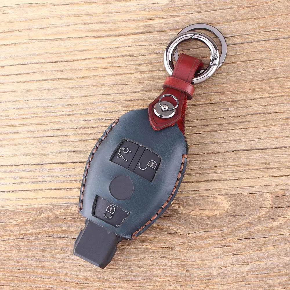 Кожаный чехол KEYYOU для смарт ключей Benz S SL ML SLK CLK E 3 кнопки Mercedes|car key case cover|smart buttonkey for
