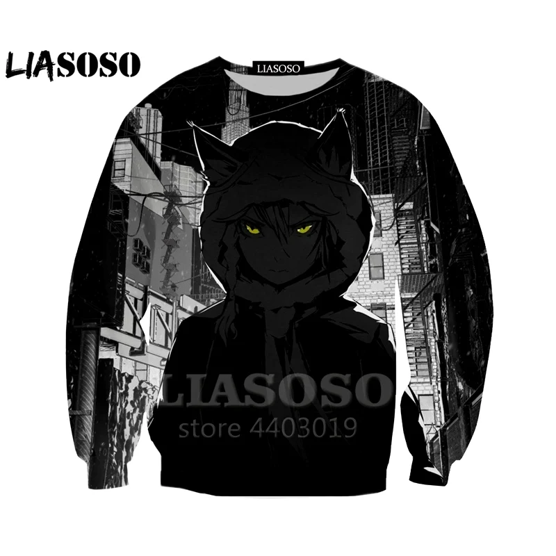 LIASOSO 2018 новый аниме 3D принт Для мужчин женщин и рисунком котика для девочек свитер