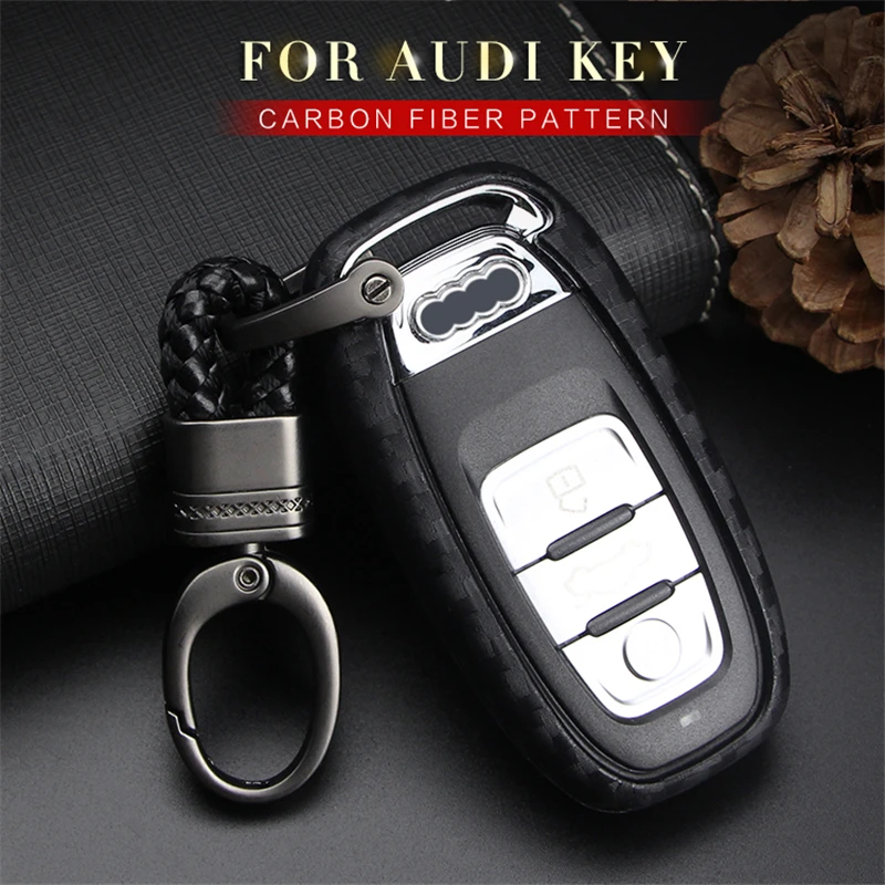 Автомобильный брелок для ключей чехол Audi A2 A3 A4 B7 Avant B9 A4L A6 C5 C6 4F Q5 Q7 S7 углеродного