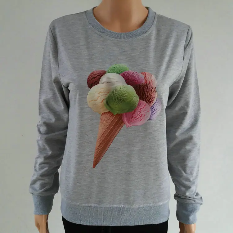 2017 Осенняя новинка Женская Harajuku цветная Толстовка с принтом мороженого