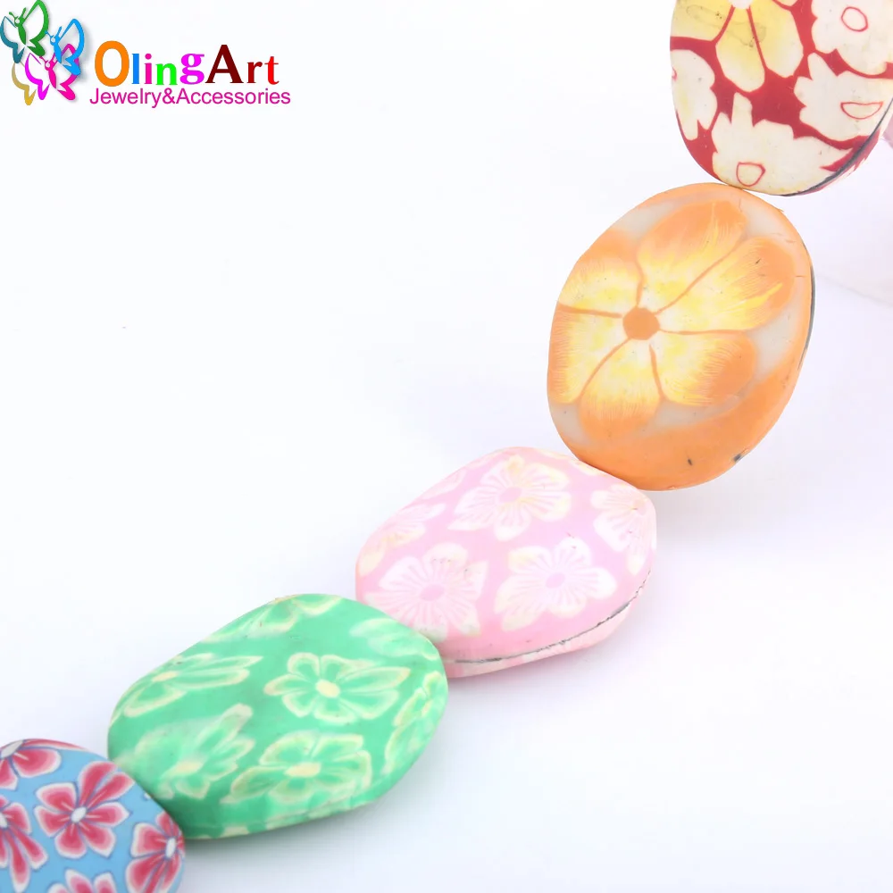 

OlingArt 44MM Mixed Color Large oval shape 4pcs/lot ceramic Polymer Clay Beads for children gift DIY Jewelry Accessories making