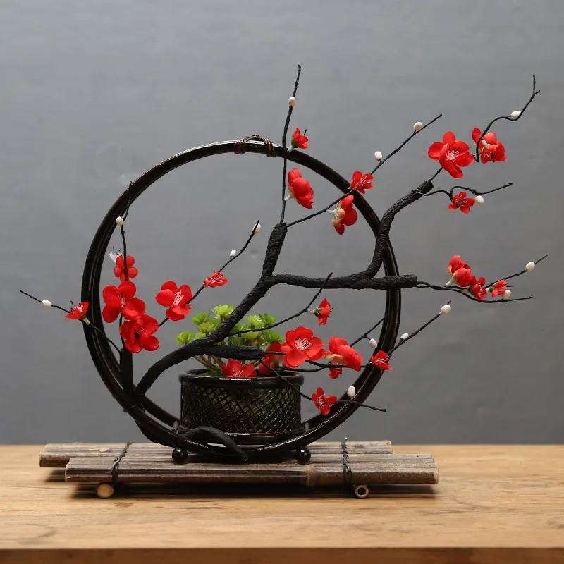 Китайские сливовые чайные комнаты Цветок Птица Zen счастливые цветы орнамент
