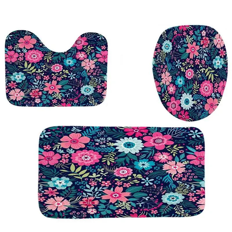 4 шт. набор для декора дома и ванной комнаты с розовыми цветами чехол унитаза