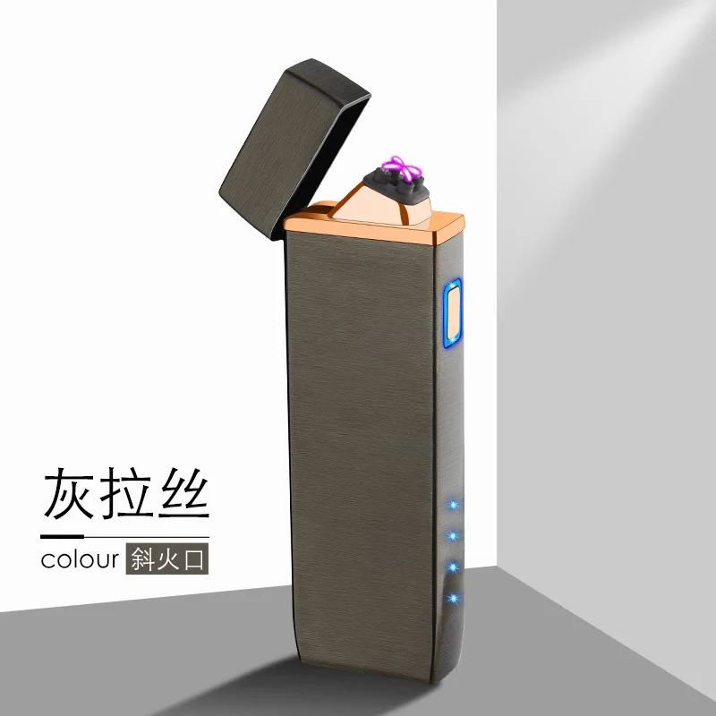 Новинка, Электронная зажигалка с двойной дугой, USB, металлическая перезаряжаемая, ветрозащитная, беспламенная, электрическая зажигалка, плазменная Зажигалка для сигар - Цвет: 2
