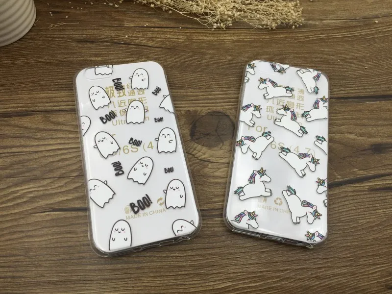 Забавный милый чехол с изображением фламинго, привидения для iPhone 7, 8 Plus, 6, 6 S, 5, 5S, SE, мягкий силиконовый чехол, чехол с изображением единорога, фруктов, банана, Fundas Girly