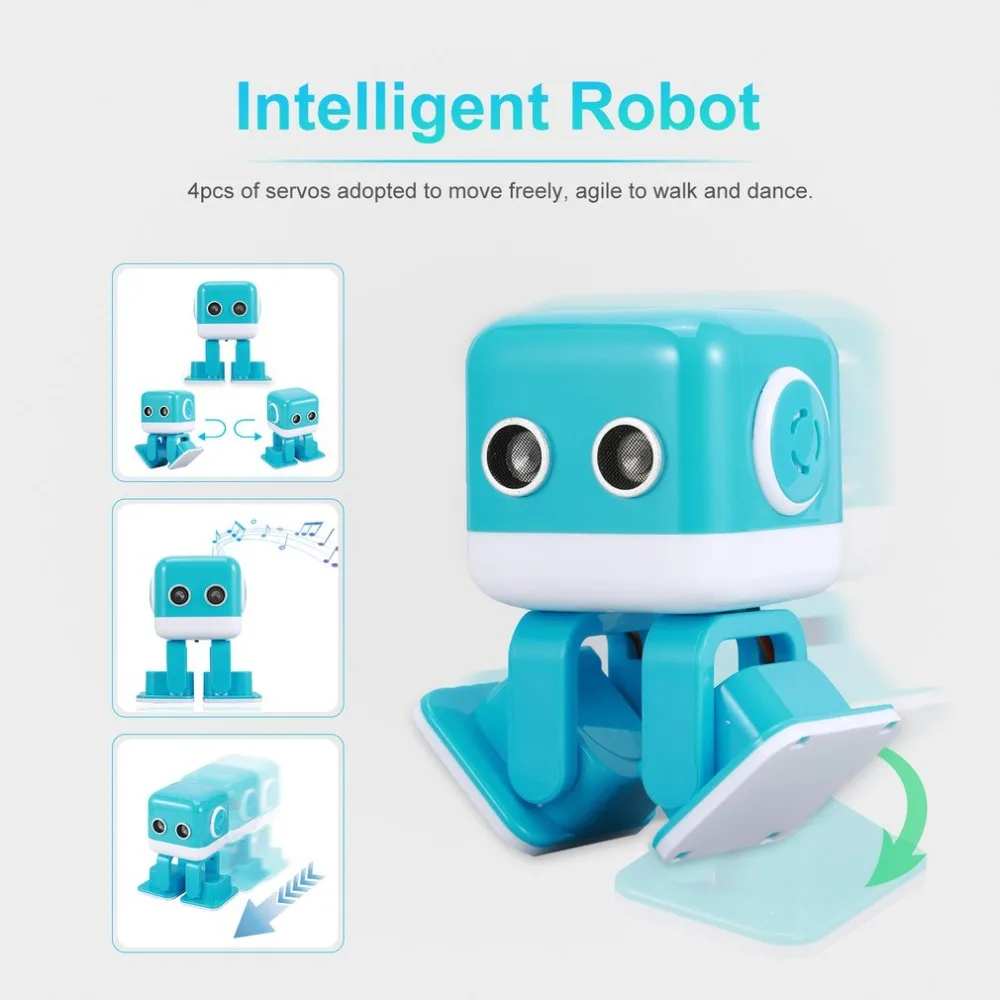 Интеллектуальный светодиодный робот WLtoys Cubee F9 с двойным режимом управления и ультра-звуковым датчиком дистанционного управления, детский игрушечный робот для танцев
