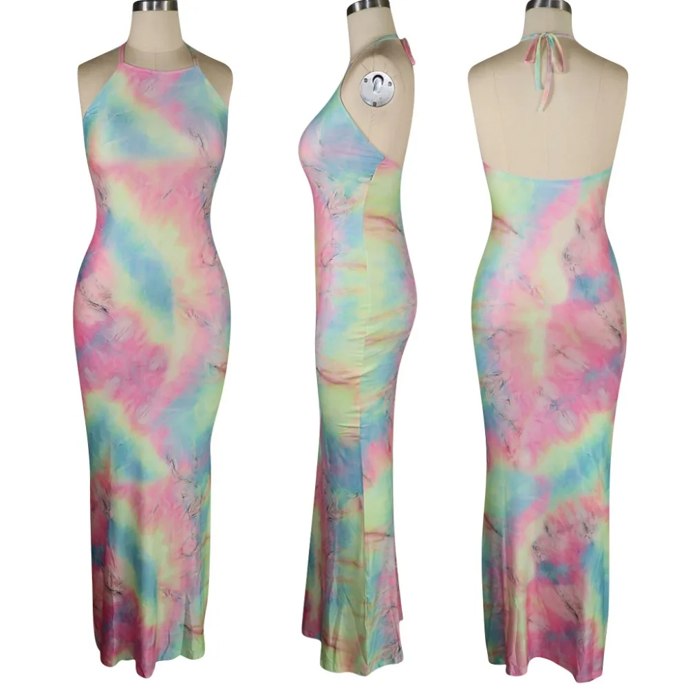 Женское длинное платье с принтом макси перекрестным вырезом без рукавов высокой