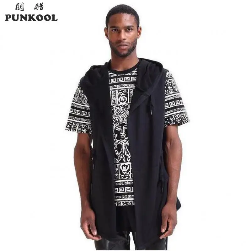 Большой Размеры Europea Америка Для мужчин черный худи без рукавов улица хип-хоп