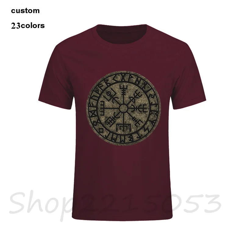 2018 винтажные VEGVISIR futark Runes исландские Волшебные защитные Odin Vikings Мужские футболки