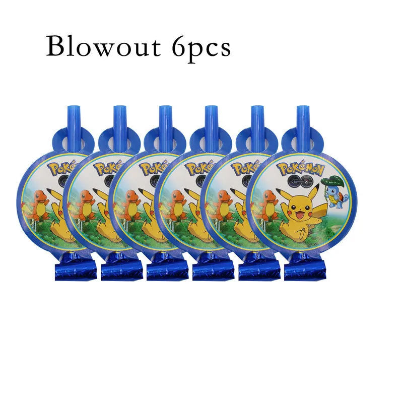 Blowout 6pcs Украшения для дня рождения для детей, мальчиков, Покемон, одноразовая посуда, Набор салфеток, тарелки, Подарочная сумка, фольгированный шар, Покемон, вечерние принадлежности - Цвет: Blowout 6pcs