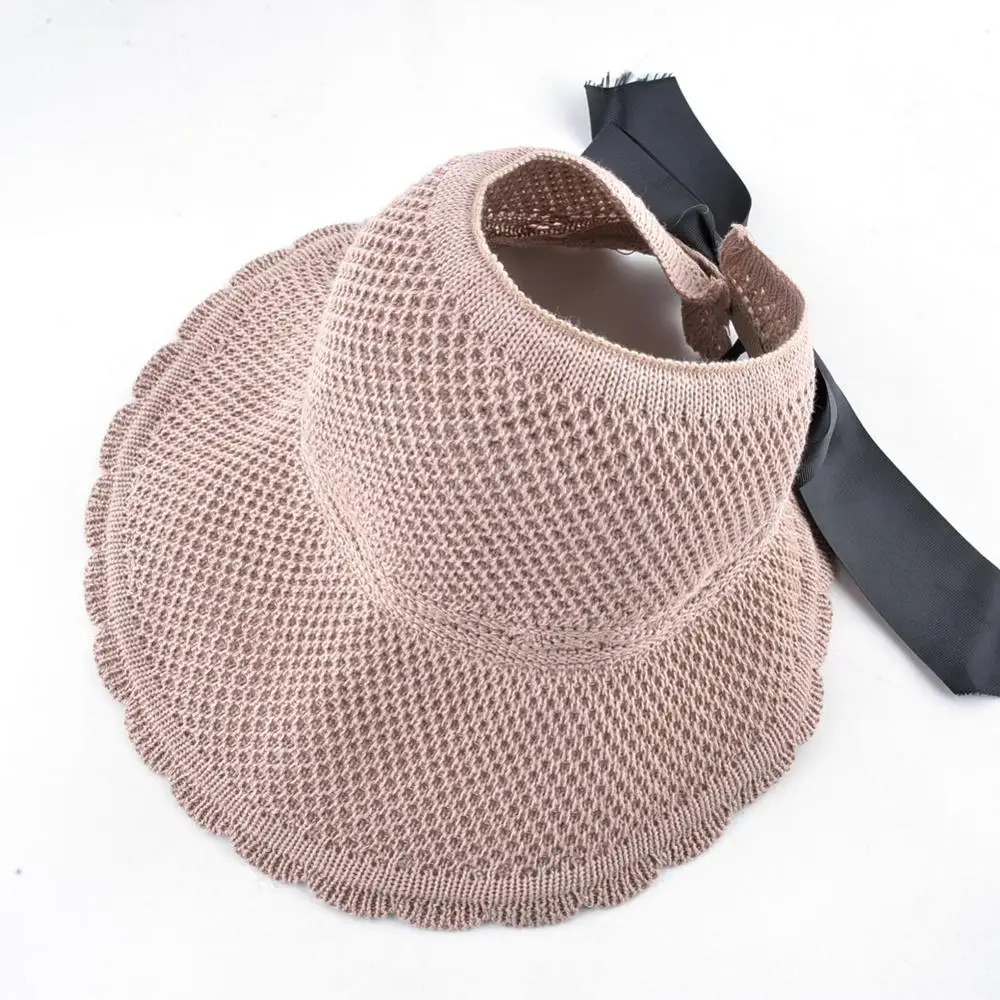 Женская вязаная Соломенная шляпка однотонная летняя пляжная кепка Повседневная