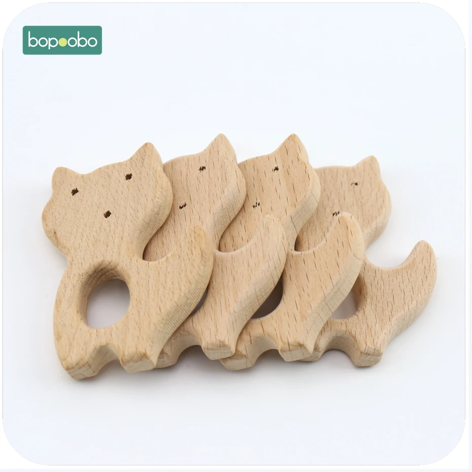Bopobo, прорезыватель для кормления ребенка, аксессуары из бука и лисы, 1 шт., пищевая сенсорная игрушка, сделай сам, Прорезыватель зубов, ювелирное изделие, подвески, детский Прорезыватель