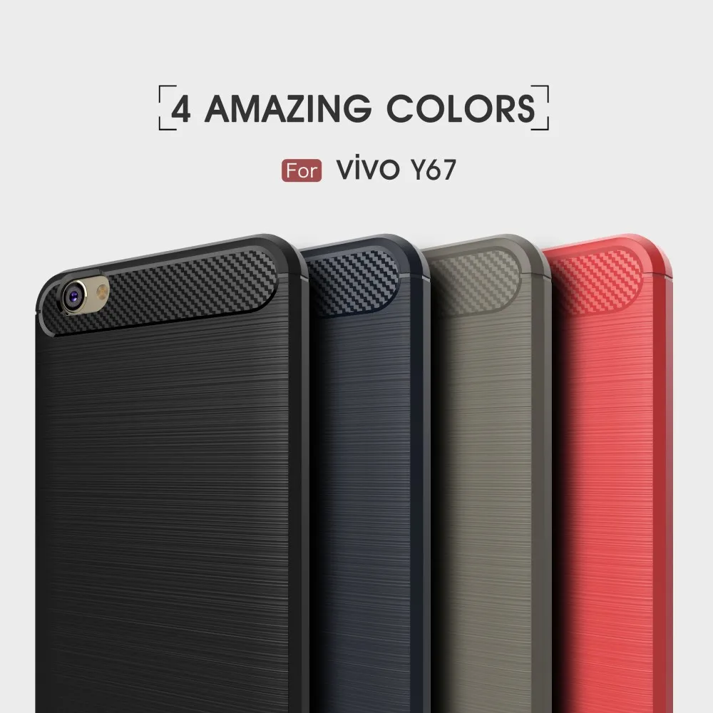 VIVO V5 случае углеродного Волокно текстуры щеткой Мягкий силиконовый чехол для