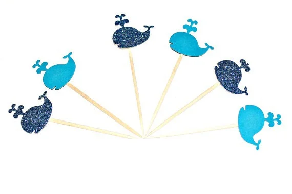 Блестящие КИТ кекс топперы океан свадьба Чай Вечерние Декор еда выбирает день