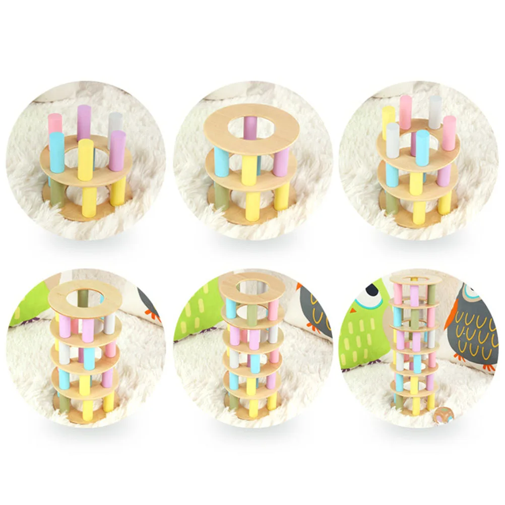 44 шт Деревянный укладки Настольная игра игрушка сушить в стиральной машине башня