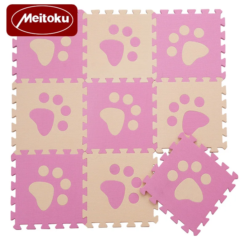 Pink beige Meitoku 10 шт./компл. Детские EVA пены игровой коврик-пазл, блокировать ползать Плитки и ковер, волшебный ковер каждое изделие 32x32 см толстом каблуке 1 см - Цвет: Pink beige