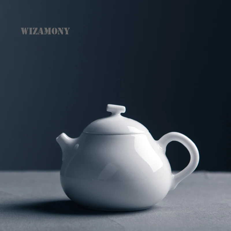 

WIZAMONY, ручная работа, около 170 мл, чайник, молочный, белый, цетилдон Цзиндэчжэнь, чайник кунг-фу, керамический китайский фарфоровый чайный набор