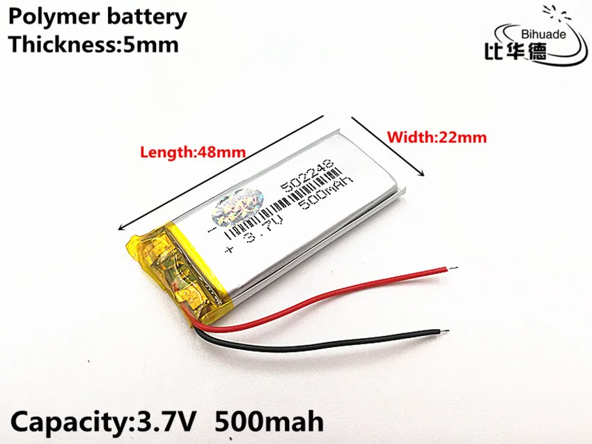 3.7V 500mAH 502248 Polymer lithium ion / Li-ion Rechargeable battery for DVR GPS mp3 mp4 | Электроника