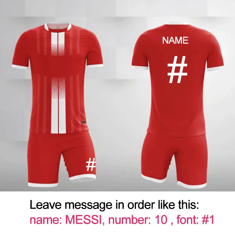 name and number Набор футболок для футбола на заказ, мужская форма для футбольной команды, комплект для мальчиков, детский костюм с принтом «сделай сам», футболка с короткими рукавами, спортивная одежда для фитнеса - Цвет: name and number