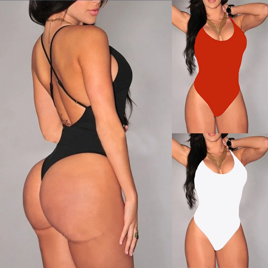 2017 Новый Sexy Women Креста Ремень Спинки Комбинезон Твердые Тонкий Повседневные