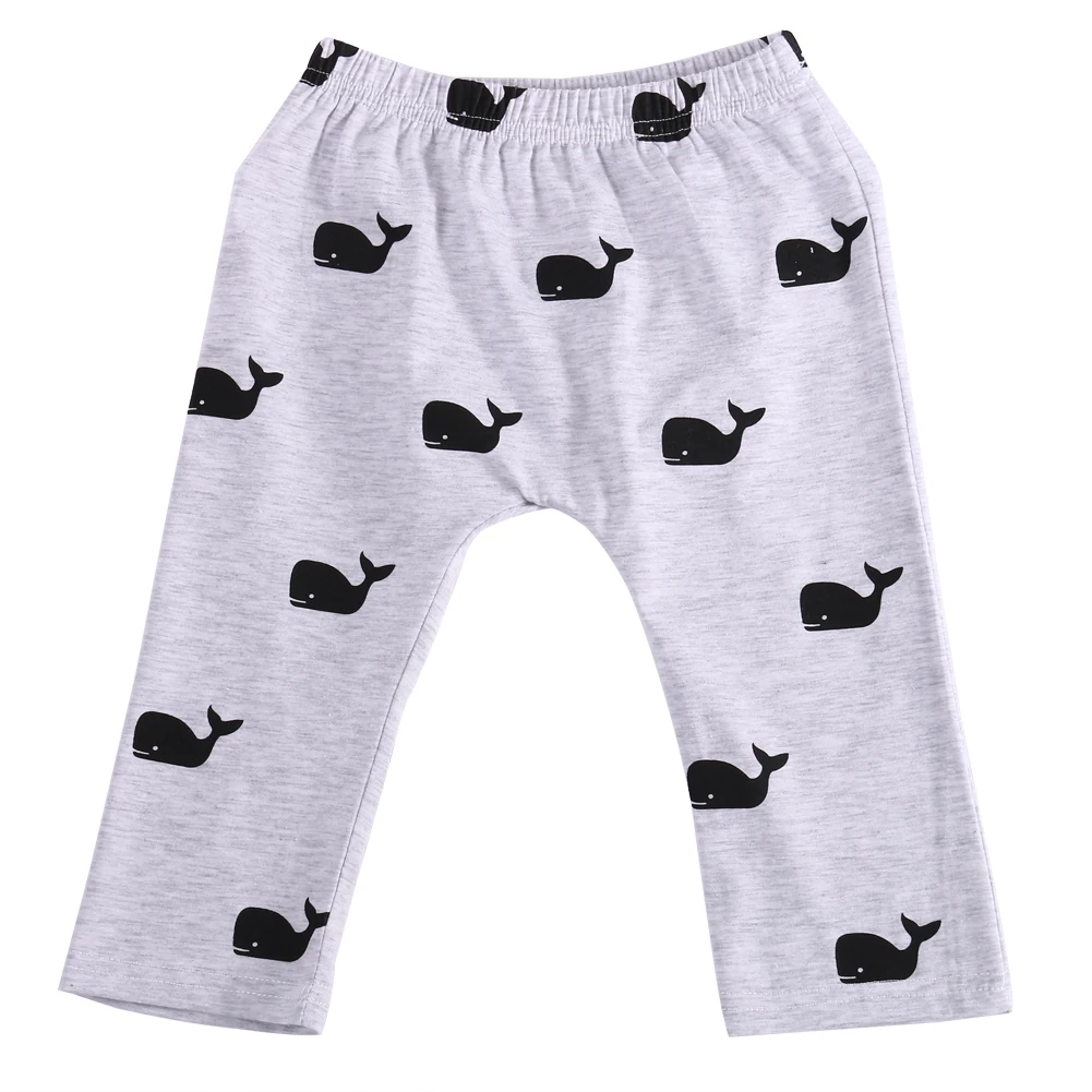 Новые детские штаны из 100% хлопка с милым принтом Кита для маленьких мальчиков и