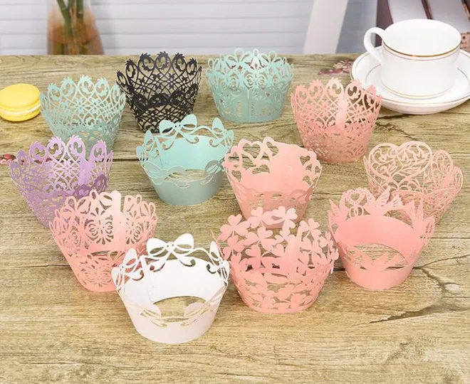 

360PCS/LOT Customized Lace Laser Cutting Cupcake Wrappers Customized Color Design