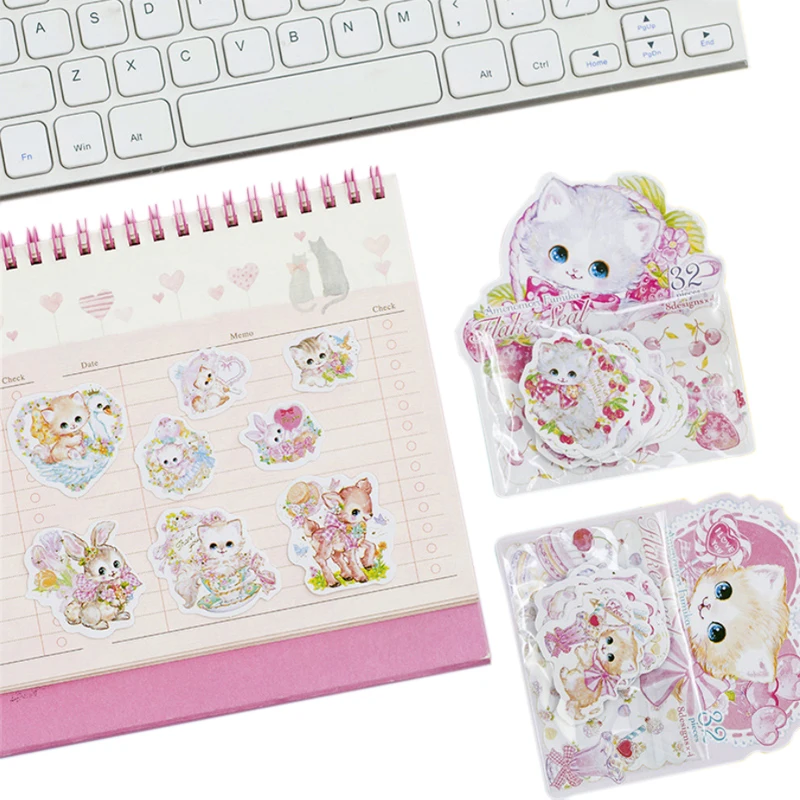 1 упак./лот Kawaii Cat Style Sticker DIY Инструменты для записи альбомов дневников ручное
