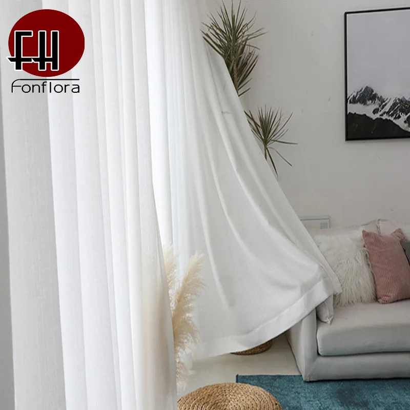 

Modern White Thick Tulle Curtains For Living Room Sheer Curtain Bedroom Window Custom Size Ready-made Rideaux Pour Le Salon