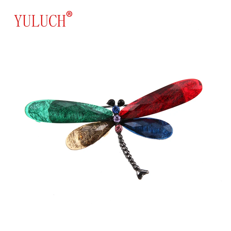 YULUCH 2018 Vintage Design Shinny 5 Colors Crystal Rhinestone Dragonfly Brooches for Women Dress Scarf Brooch Pins Jewelry Gift | Украшения