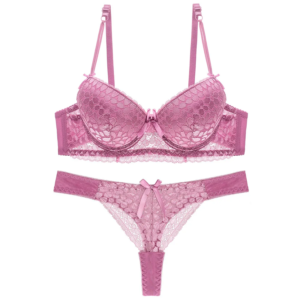 Женский кружевной бюстгальтер нижнее белье с пуш апом и трусиками|Комплекты