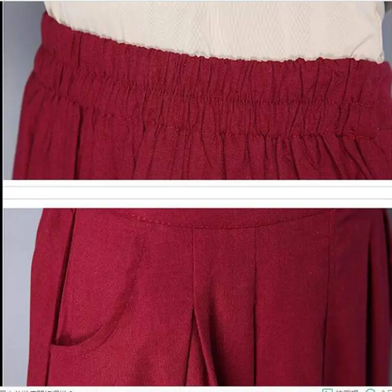 

high quality 2018 Spring summer Elastic Waist Fashion Linen cotton Embroidered Flowers Big Yards Women's Loose Casual Skirts