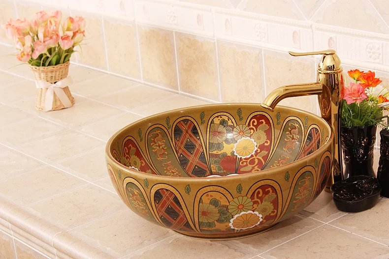 Европейская керамическая раковина ручной работы роскошная художественная