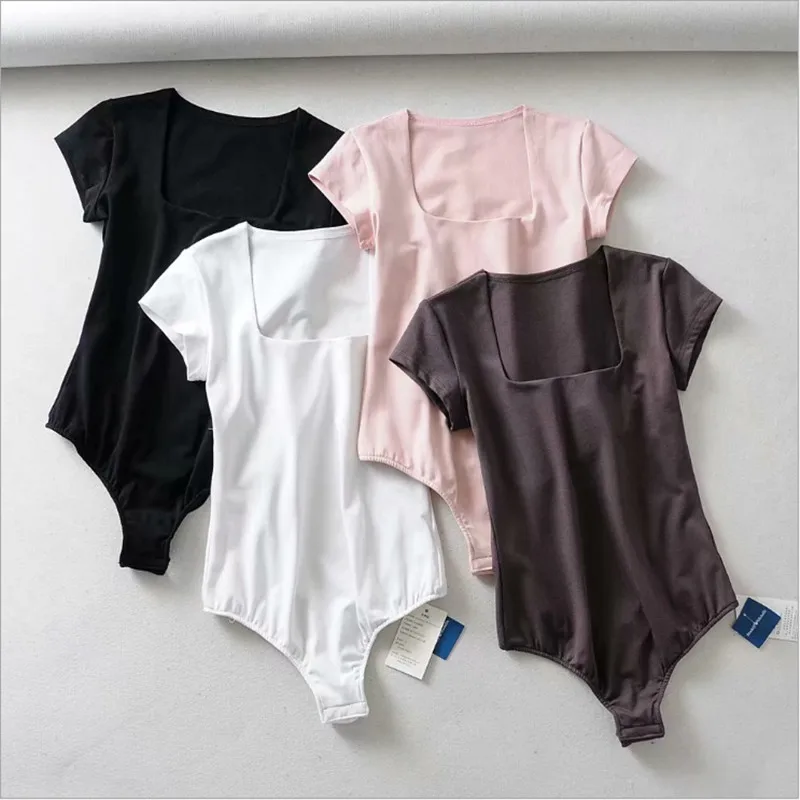 Женские Боди повседневные растягивающиеся черные белые серые розовые