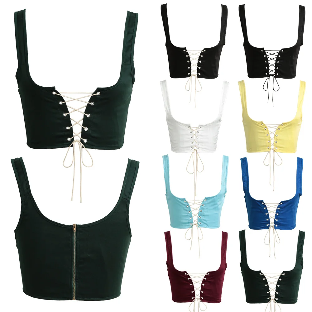 Модный сексуальный женский корсет на шнуровке пояс бретельках завязках спереди