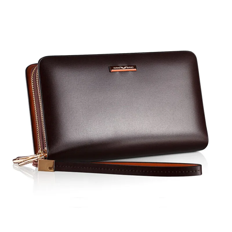 Роскошный деловой мужской клатч из спилка длинные бумажники воловьей кожи на