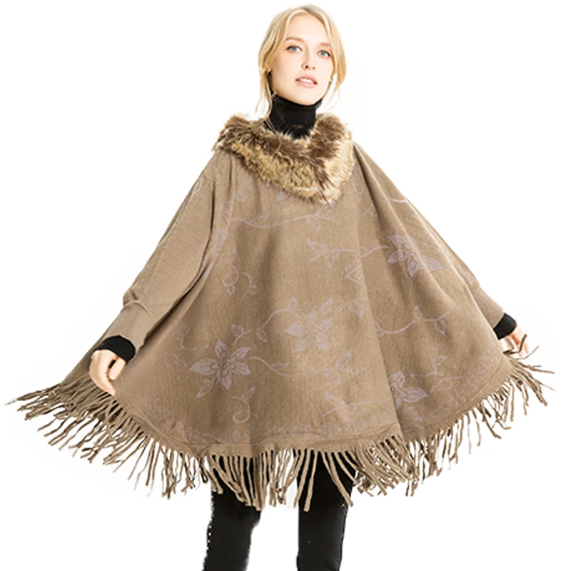 Женские шарфы и накидки FS Ponchos зимние теплые с меховым воротником шаль из эшарпа |