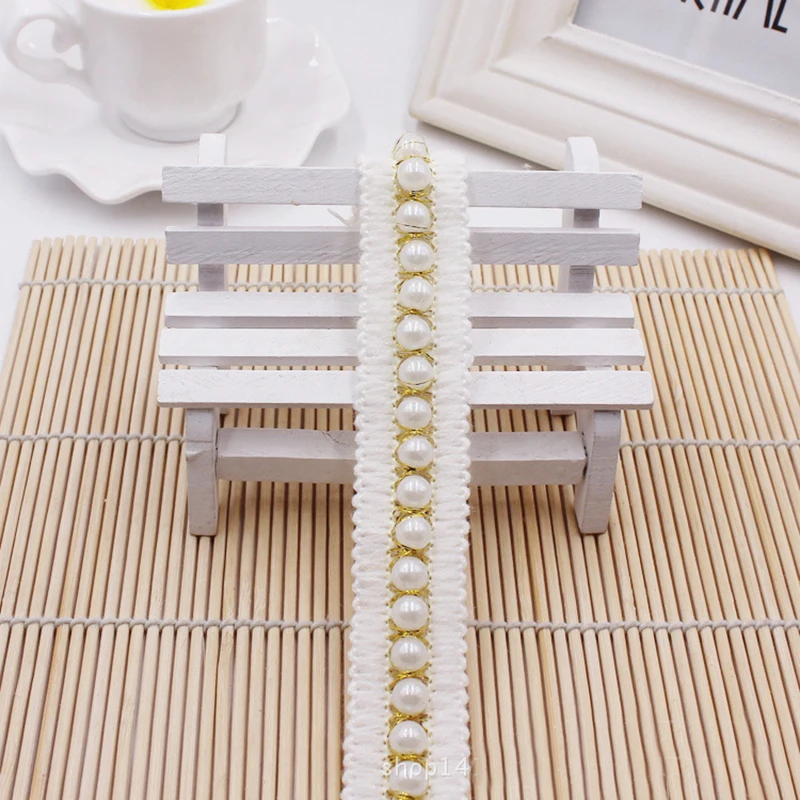 

Lace Ribbon Pearl Beaded 23/25mm DIY Handmade Sewing Curtains Garment Accessories BBXH-059