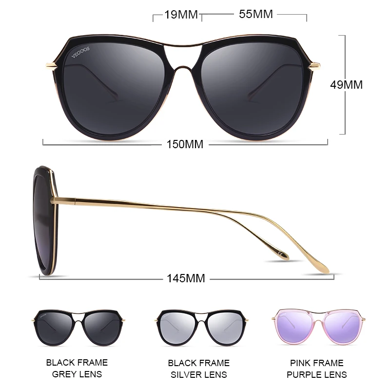 Модные поляризованные солнцезащитные очки VEGOOS женские с УФ защитой и большой