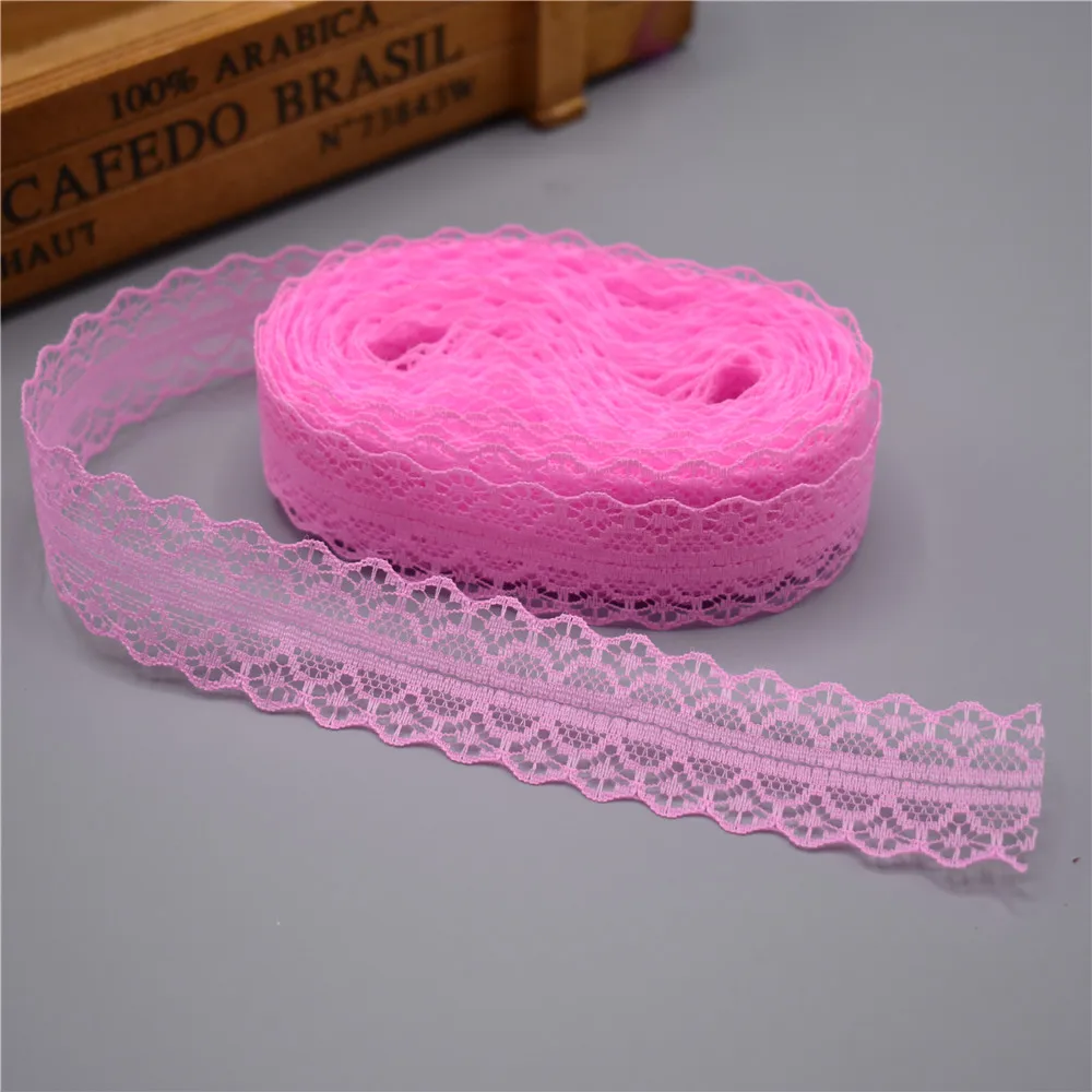 Dark pink Высокое качество 10 ярдов кружево, лента, тесьма ширина 28 мм Отделка Ткань DIY вышитый сетчатый шнур для шитья украшения африканская кружевная ткань - Цвет: Dark pink