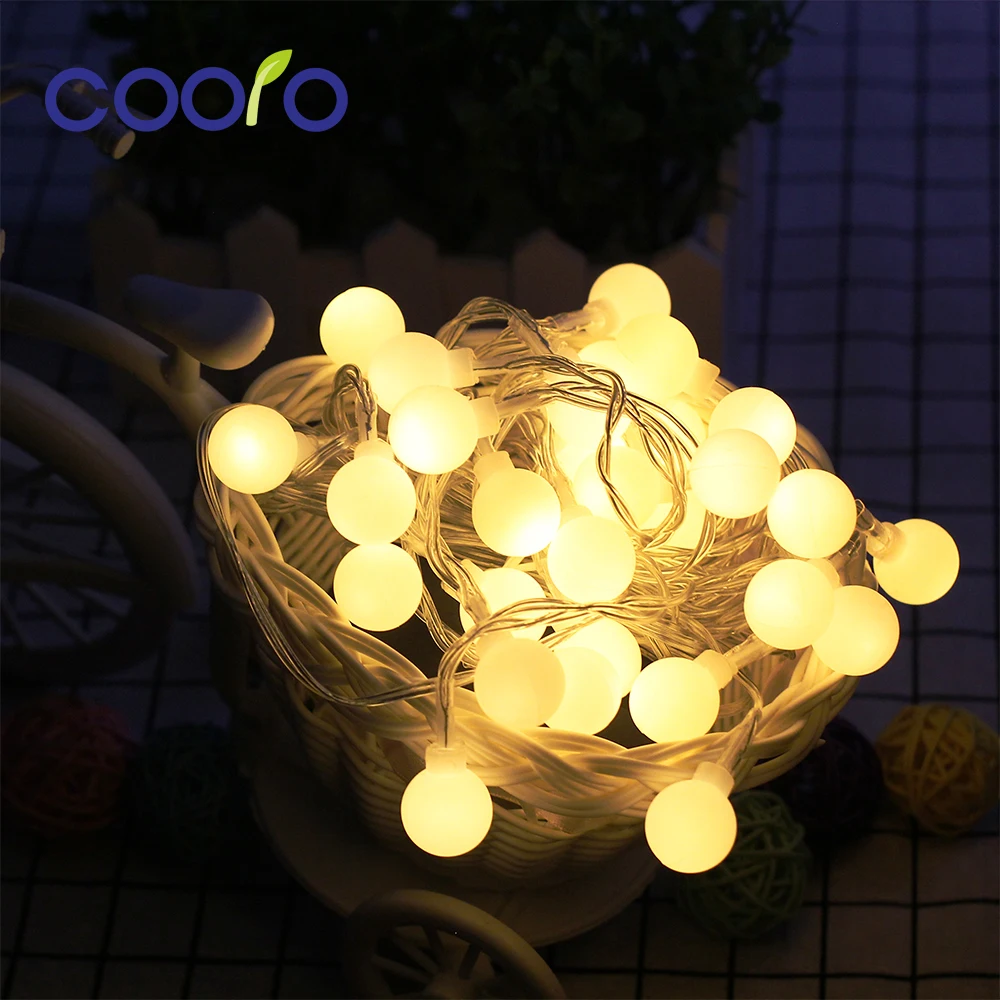 Warm White Globe 50LEDs Ball String Lights Solar Powered Christmas Light Patio For Home Garden Lawn Party Decoration | Лампы и