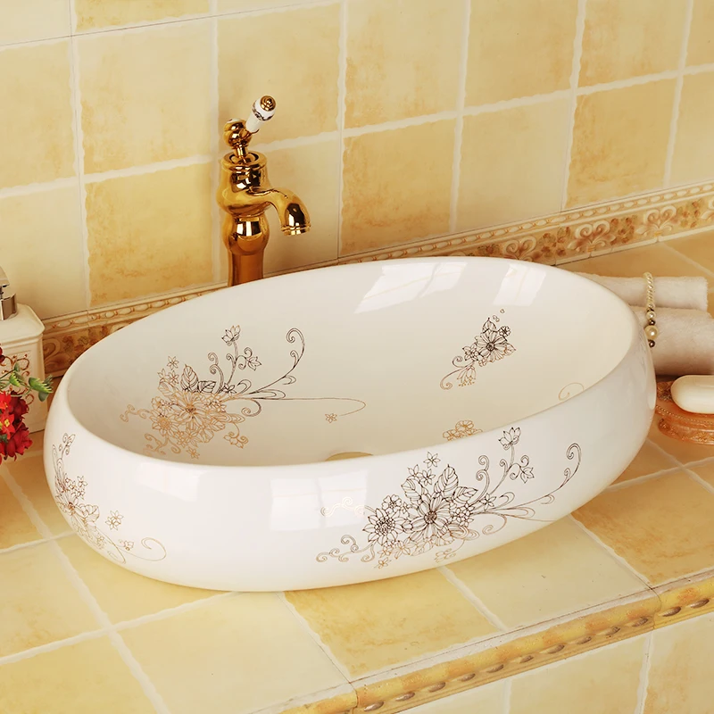 

BIG BIG Oval shape ceramic counter basin balcony art basin bathroom wash basin wash basin