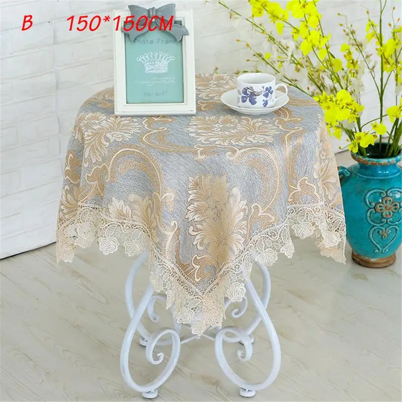 B 150X150CM Европейская хлопковая и льняная жаккардовая скатерть с цветочной вышивкой, круглая скатерть с вышивкой, скатерть из льняной ткани - Цвет: B 150X150CM