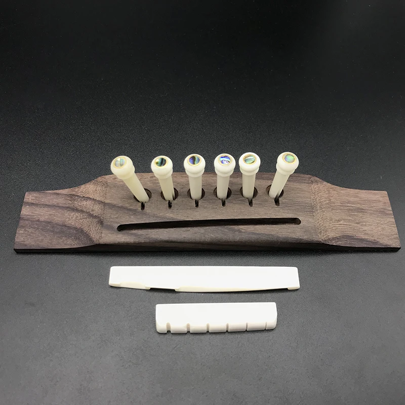 Bone D Kit Комплект акустической гитары палисандр гитарный мост 6 шт. чистая кость/черное дерево/розовое дерево/Cocobolo Мост Pin набор костного моста Гайка Седло - Цвет: Bone D Kit