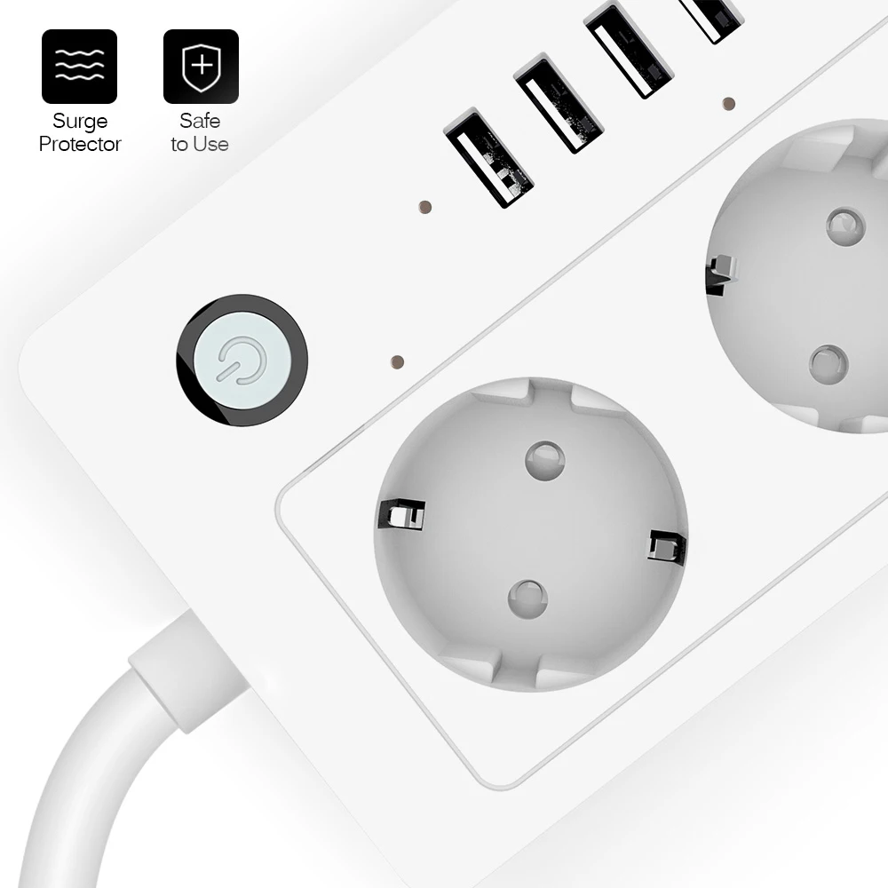 Wifi Smart power Strip 4 розетки ЕС розетка с USB 4 зарядным портом, приложение Голосовое управление работает с Alexa Google Home Assistant