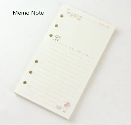 Memo Note 45 листов, каваи А5, А6, бумага для заправки, блокнот, спиральная папка, индекс, внутренние страницы, ежемесячный недельный ежедневник - Цвет: Memo Note