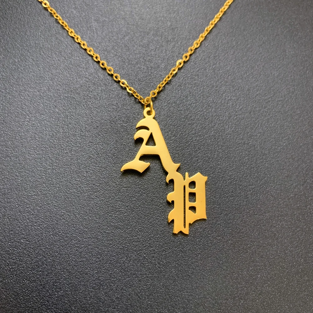 

Personalized Cute Double Letters Necklace Stainless Steel Jewelry Two Initials Custom Chain Necklace Collares De Moda 2019
