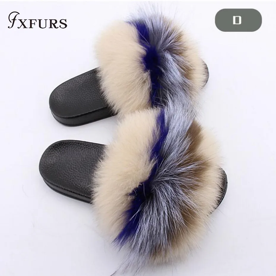 

Женские тапочки с лисьим мехом FXFURS, теплые, зимние, 2020