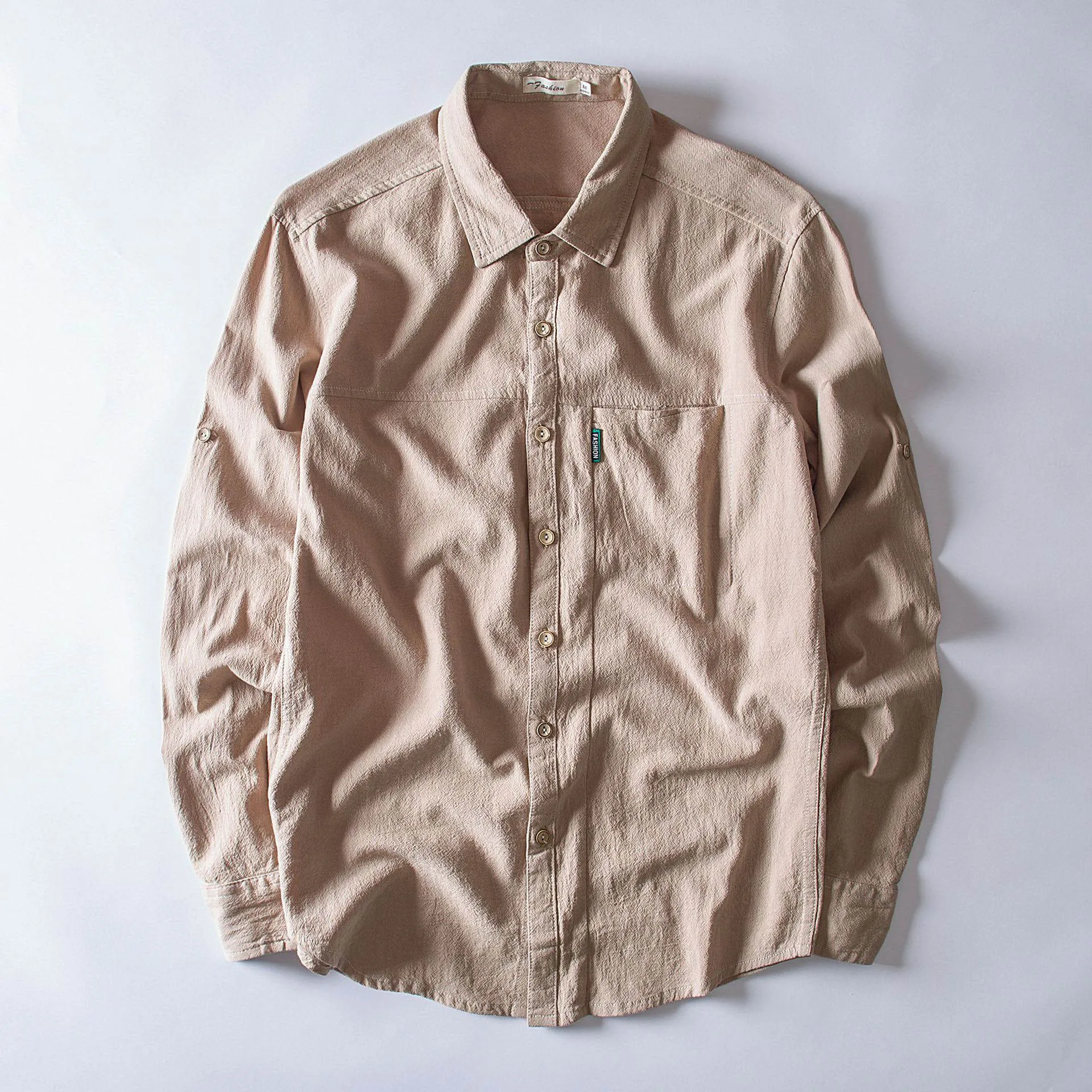 Quality Good Breathable Cotton Solid Print Casual Men's Dress Shirt Button Slim Fit Men Shirts Long Sleeve Camisa Masculina